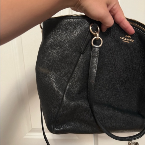 Coach Kelsey Black Pebbled Leather Satchel Tote Bag